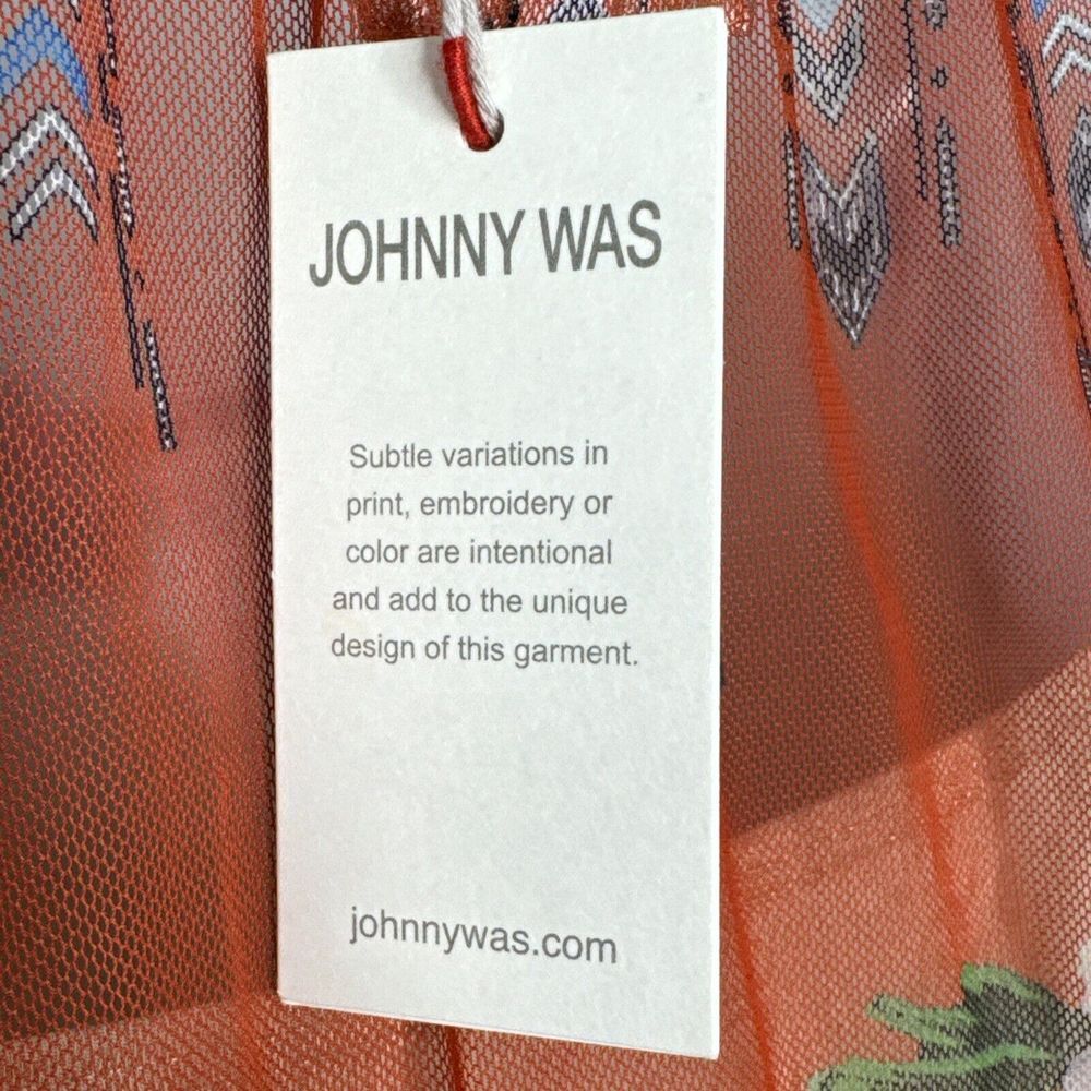 NWT WOMENS‎ JOHNNY WAS BIYA ORANGE COLORFUL PAISLEY EYELET MESH BLOUSE W/ SLIP M - Picture 13 of 16